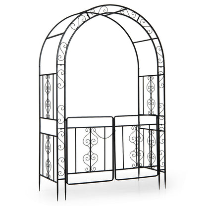 Heavy Duty Metal Garden Arch with Arched Top and Lockable Doors