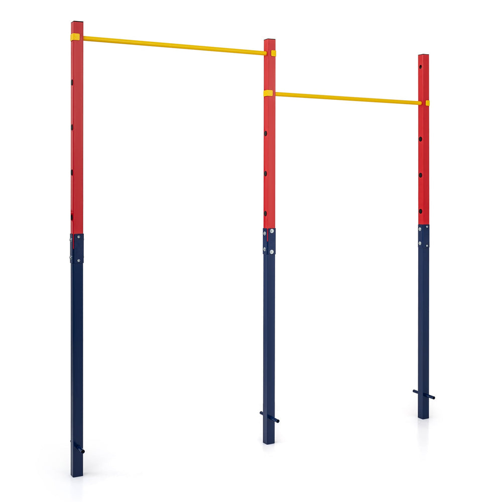 Heavy Duty Metal Pull Up Bar Station with 5 Adjustable Heights-Red