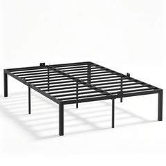 Heavy-Duty Platform Bed with Mattress Slide Stoppers and Under-bed Storage-Black