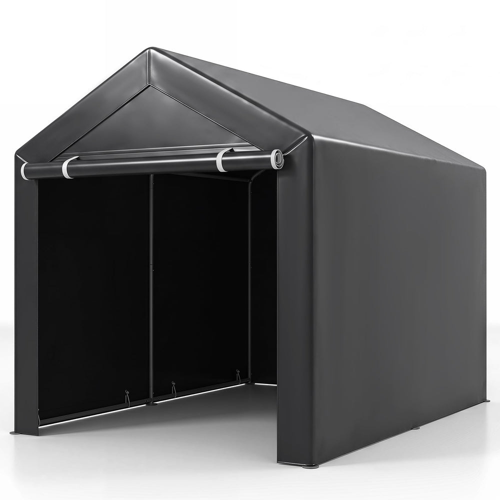 Heavy-Duty Portable Storage Shed with Roll-up Zipper Door and Sun-Protective Canopy-L