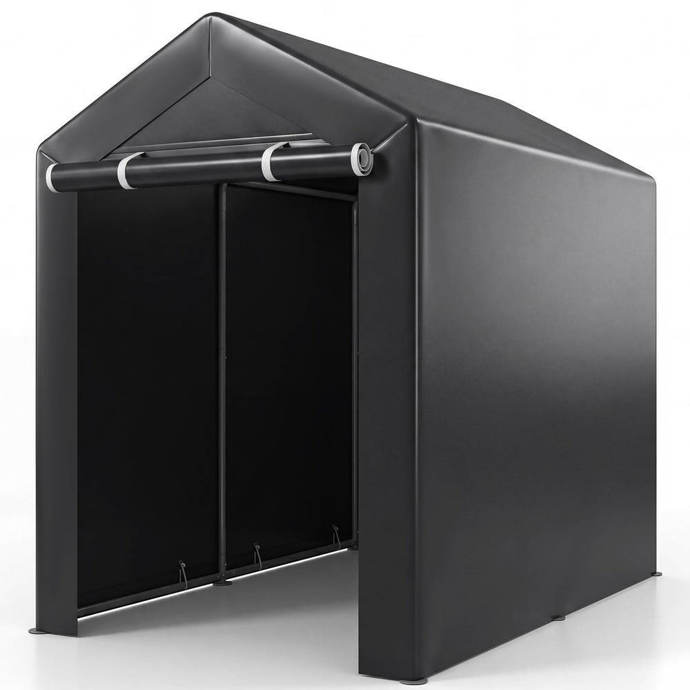 Heavy-Duty Portable Storage Shed with Roll-up Zipper Door and Sun-Protective Canopy-M