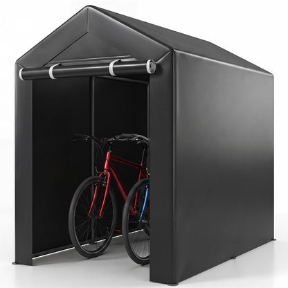 Heavy-Duty Portable Storage Shed with Roll-up Zipper Door and Sun-Protective Canopy-M