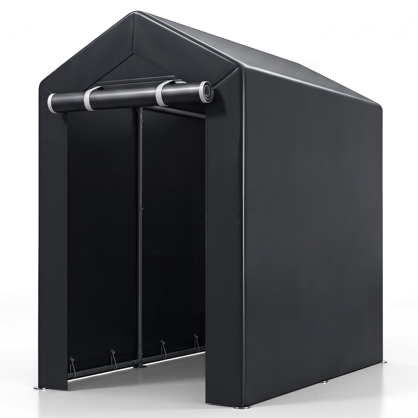Heavy-Duty Portable Storage Shed with Roll-up Zipper Door and Sun-Protective Canopy-S