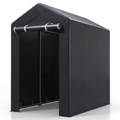 Heavy-Duty Portable Storage Shed with Roll-up Zipper Door and Sun-Protective Canopy-S