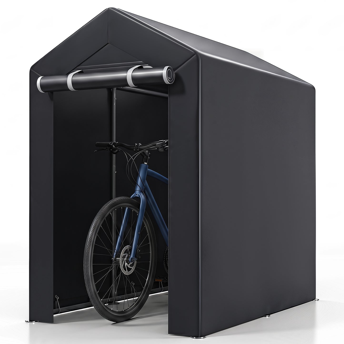 Heavy-Duty Portable Storage Shed with Roll-up Zipper Door and Sun-Protective Canopy-S