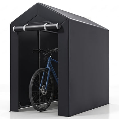 Heavy-Duty Portable Storage Shed with Roll-up Zipper Door and Sun-Protective Canopy-S