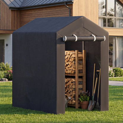 Heavy-Duty Portable Storage Shed with Roll-up Zipper Door and Sun-Protective Canopy-S