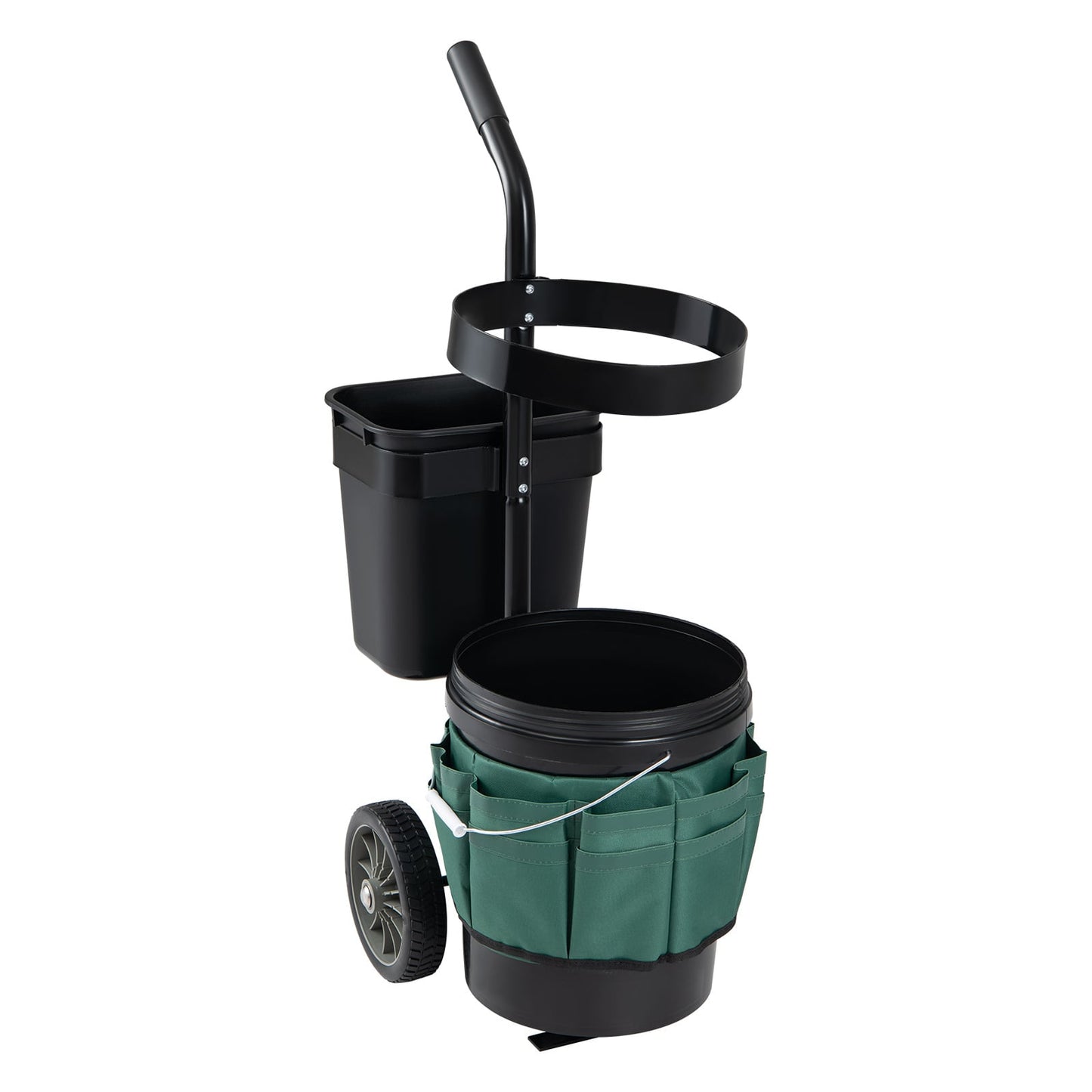 Heavy Duty Rolling Garden Cart with Wheels and Round Bucket-Green