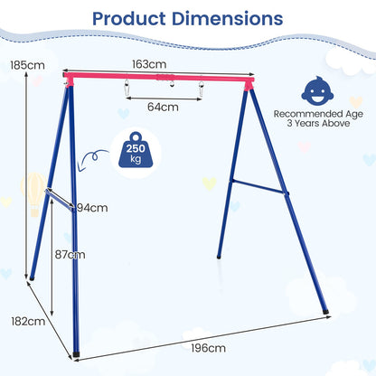 Heavy Duty Steel Swing Frame 1.8M Large A-Frame Swing Stand with Ground Stakes-Red