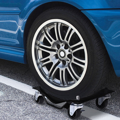Heavy Duty Steel Tire Skates with Lockable Casters and Handle for Cars Trucks-4 Pack