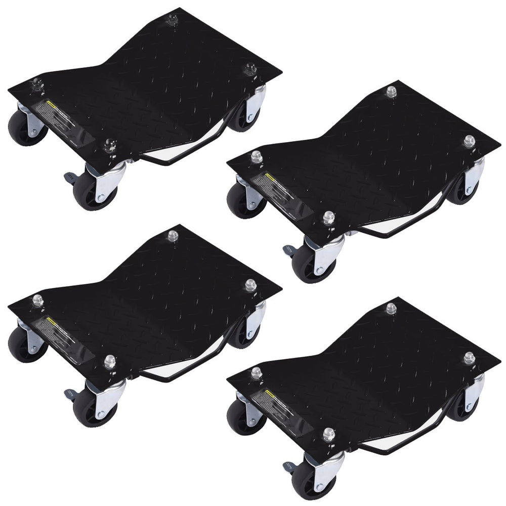 Heavy Duty Steel Tire Skates with Lockable Casters and Handle for Cars Trucks-4 Pack