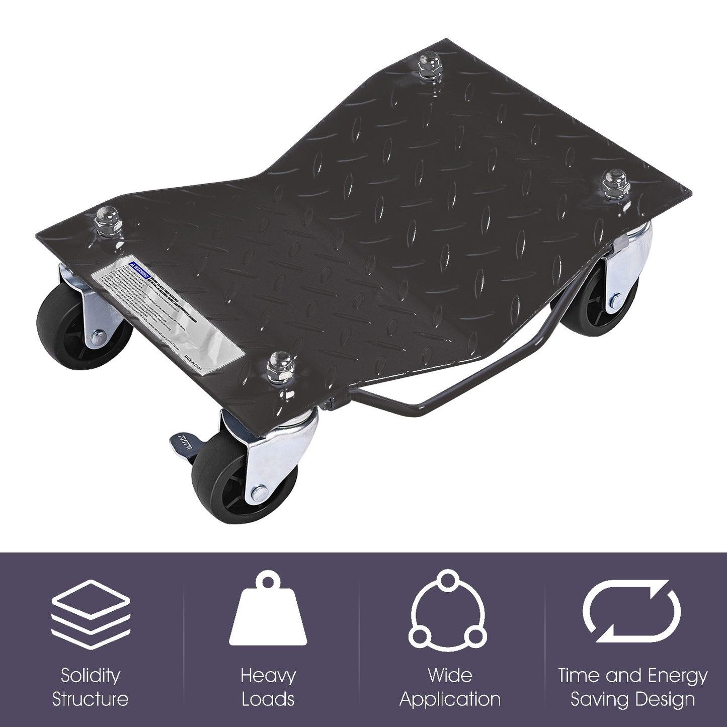Heavy Duty Steel Tire Skates with Lockable Casters and Handle for Cars Trucks-4 Pack