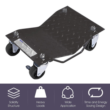 Heavy Duty Steel Tire Skates with Lockable Casters and Handle for Cars Trucks-4 Pack