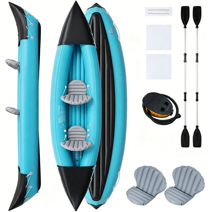Heavy Duty Tandem Touring Kayak with Aluminum Paddles and Fin-Blue