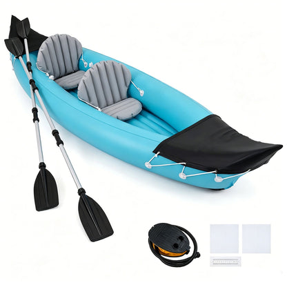 Heavy Duty Tandem Touring Kayak with Aluminum Paddles and Fin-Blue