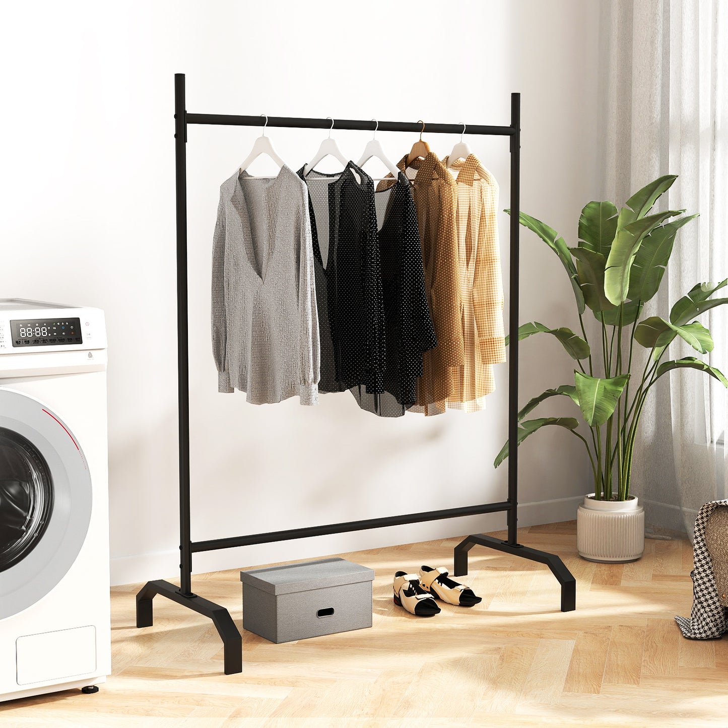 Heavy-Duty Metal Clothes Rack for Display and Storage-Black