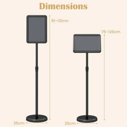 Height Adjustable Sign Holder Stand with Snap-Open Frame-Black