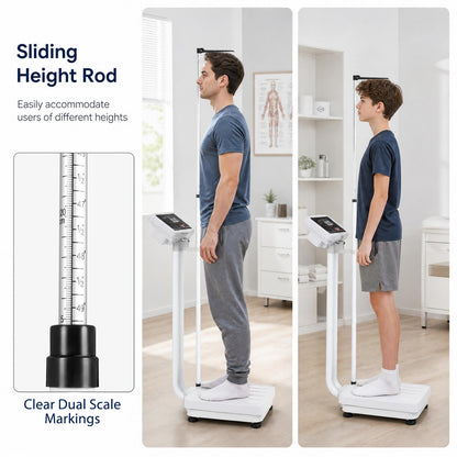 Height and Weight Scale with 180 kg Capacity and 75-203 cm Measurement