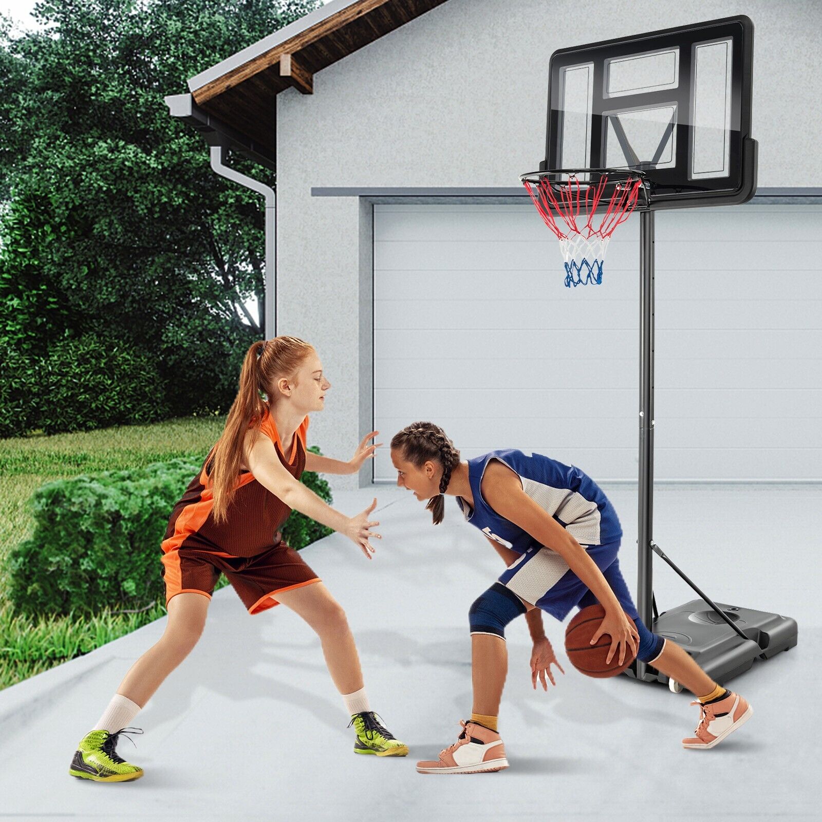 135-305cm Adjustable Basketball Hoop System with 2 Nets
