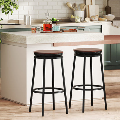 360¬∞ Swivel Bar Stools Set of 2 Height Adjustable Kitchen Stools for Kitchen Island-Brown