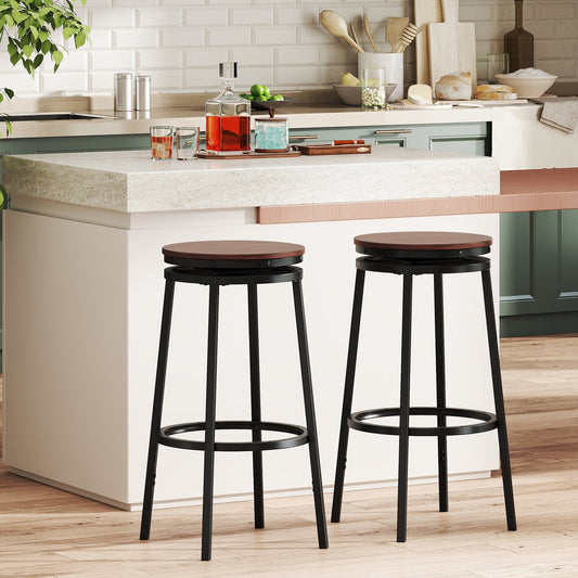 360¬∞ Swivel Bar Stools Set of 2 Height Adjustable Kitchen Stools for Kitchen Island-Brown