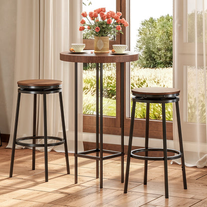 360¬∞ Swivel Bar Stools Set of 2 Height Adjustable Kitchen Stools for Kitchen Island-Brown