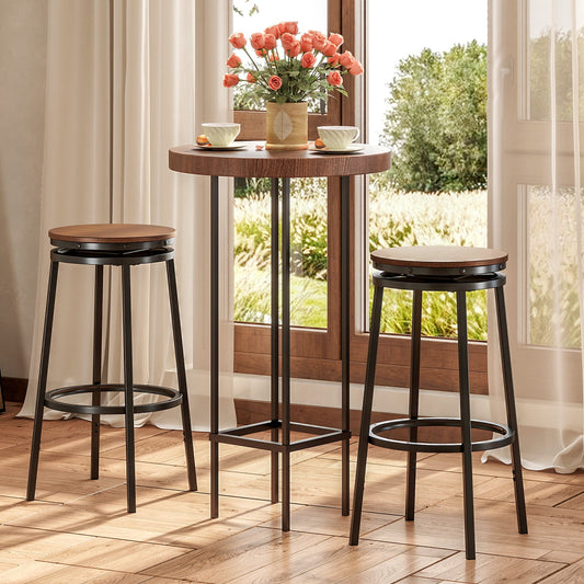 360¬∞ Swivel Bar Stools Set of 2 Height Adjustable Kitchen Stools for Kitchen Island-Brown