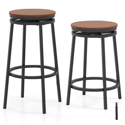 360¬∞ Swivel Bar Stools Set of 2 Height Adjustable Kitchen Stools for Kitchen Island-Brown