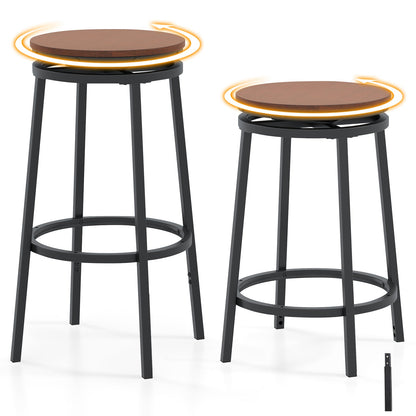 360¬∞ Swivel Bar Stools Set of 2 Height Adjustable Kitchen Stools for Kitchen Island-Brown