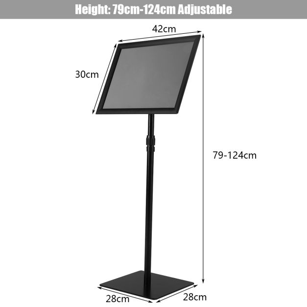 Height Adjustable Rotatable Poster A3 Information Stand-Black