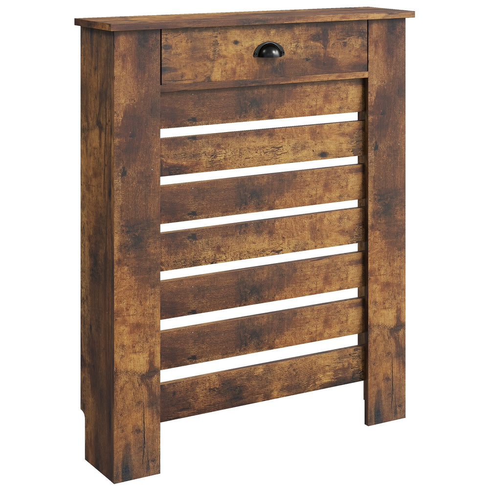 HOMCOM 95.5H x 78Wcm Radiator Cover, with Drawer - Rustic Brown