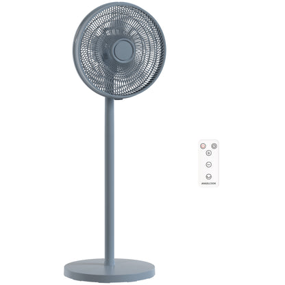 HOMCOM 40 cm Standing Fan, Cooling Floor Fan with 80° Oscillating, Adjustable Tilt and Height, 4 Speed, Remote Control, Grey