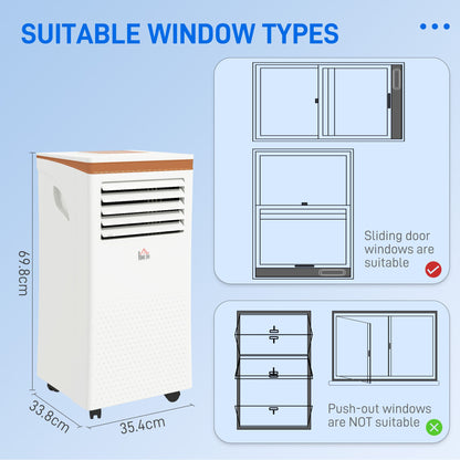 وحدة تكييف الهواء HOMCOM 9000 BTU، مكيف هواء محمول 3 في 1، مزيل الرطوبة، مروحة تبريد مع جهاز تحكم عن بعد، شاشة LED، سرعتان، مؤقت 24 ساعة، مجموعة تهوية النافذة، 18 متر