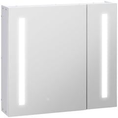 Illuminated Bathroom Mirror Cabinet 650 x 700Hmm LED Bathroom Mirror with Lights Touch Switch, Adjustable Shelf,  USB Charge, White