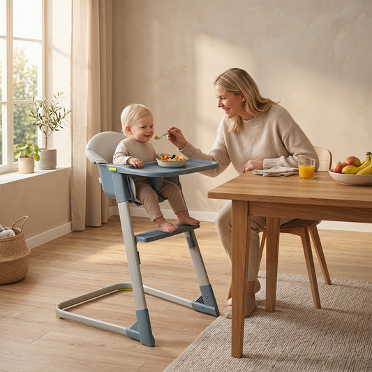 High Chair with Detachable Tray and Waterproof Cushion for 6-36 Months-Grey