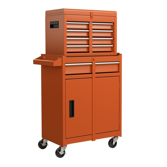 High Capacity Tool Storage Cabinet with Lockable Wheels-Orange