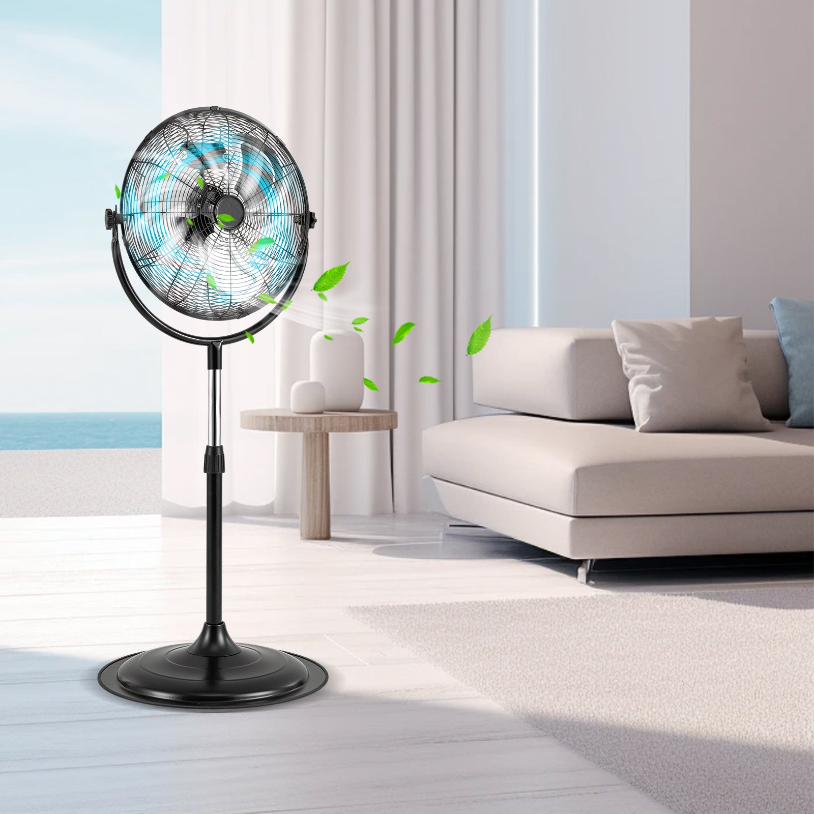 High Velocity Pedestal Fan Industrial Adjustable with 3 Speeds and 360° Tilt-Black