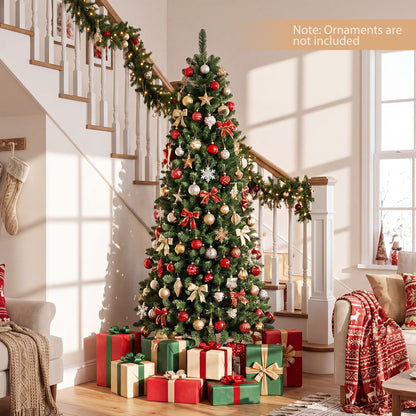Hinged Pencil Xmas Tree with 350/250 Color Changing RGB Lights and Adjustable Brightness Speed-180cm