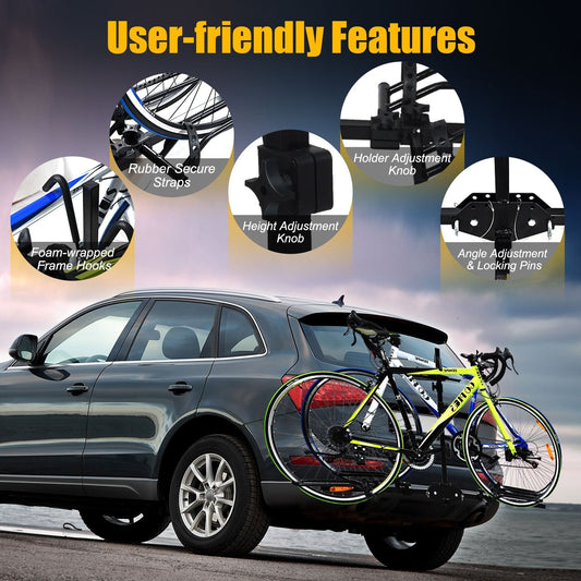 2-bike Hitch Mount Rack with Retractable Tire Cradles