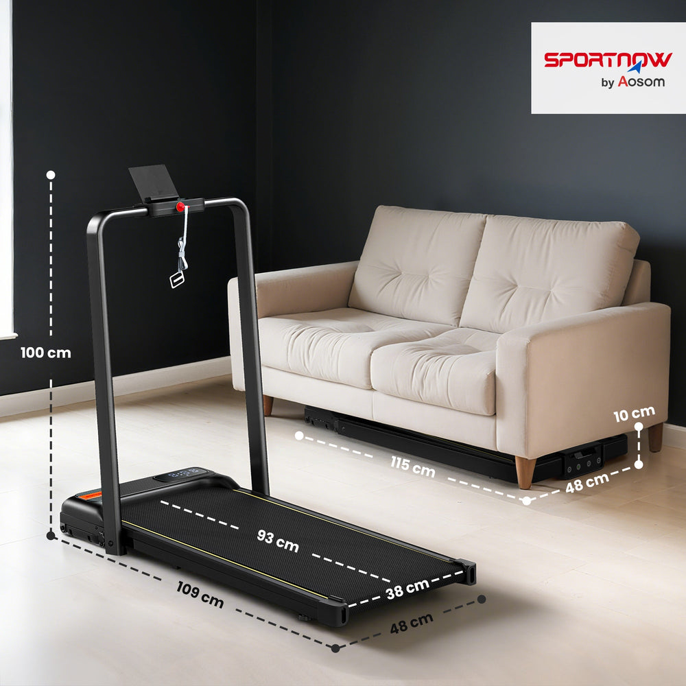 SPORTNOW Folding Treadmill Walking Pad, 2HP Portable Under Desk Treadmill with Handle, Running Jogging Walking Machine