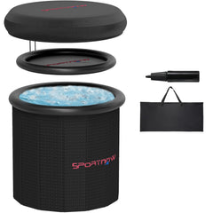 SPORTNOW 300L Outdoor Ice Bath Tub, with Lid, Cover, Carry Bag, Black