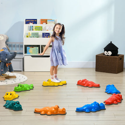 ZONEKIZ 9 Piece Kids Stepping Stones Crocodile Design with Anti-Slip Balance