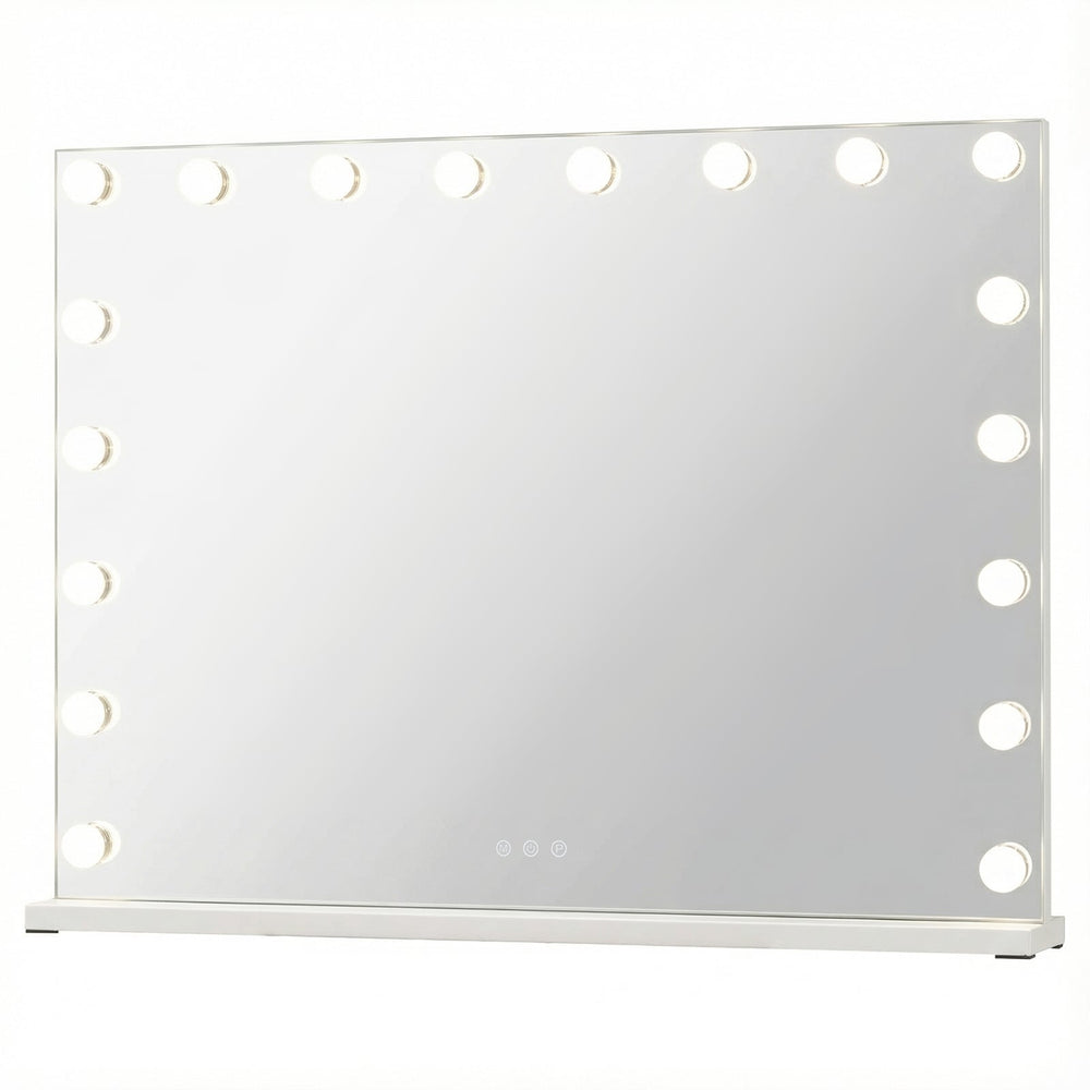 Hollywood Vanity Mirror with 3 Light Colors and Adjustable Brightness-White-L