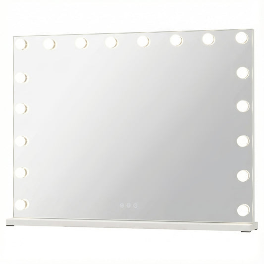 Hollywood Vanity Mirror with 3 Light Colors and Adjustable Brightness-White-L