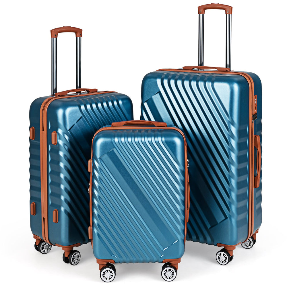 Large/Medium/Small Carry on Suitcase Sets with Premium Wheels and TSA Approved Lock-Blue