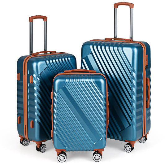 Large/Medium/Small Carry on Suitcase Sets with Premium Wheels and TSA Approved Lock-Blue