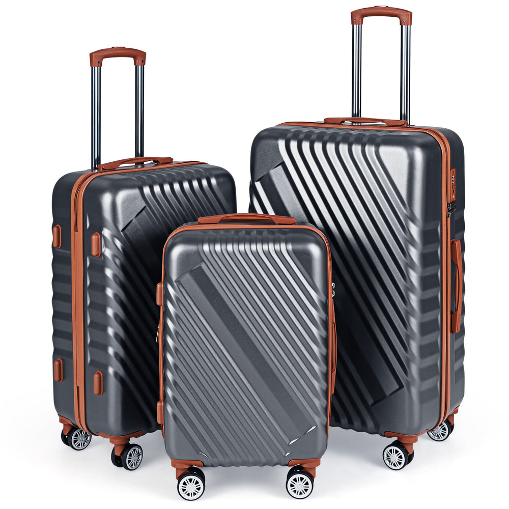 Large/Medium/Small Carry on Suitcase Sets with Premium Wheels and TSA Approved Lock-Grey