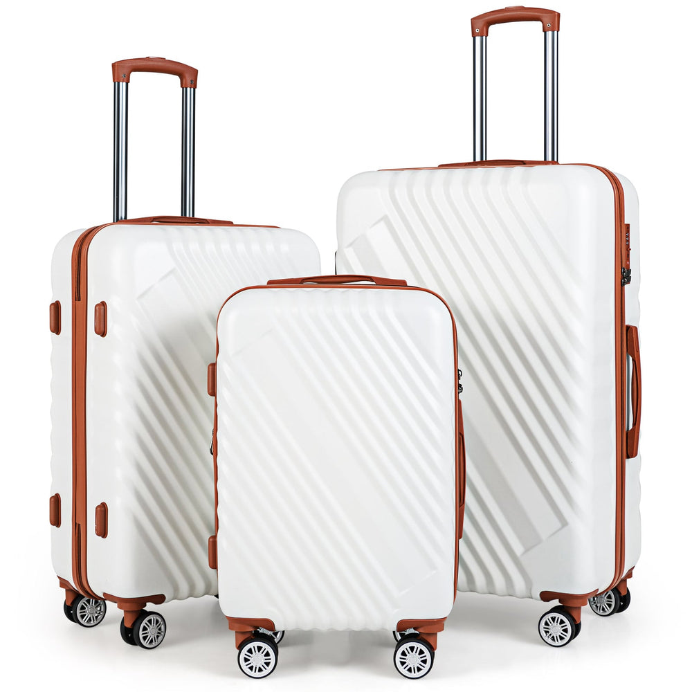 Large/Medium/Small Carry on Suitcase Sets with Premium Wheels and TSA Approved Lock-White