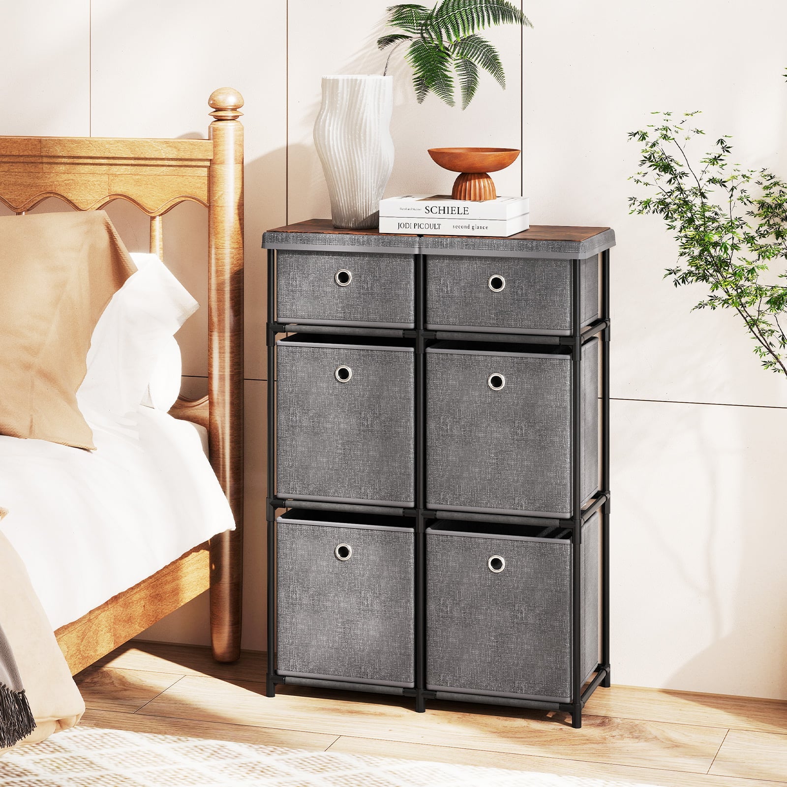Chest of 6/9 Drawers Home Metal Frame Storage Organizer Unit-Grey-S