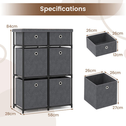 Chest of 6/9 Drawers Home Metal Frame Storage Organizer Unit-Grey-S